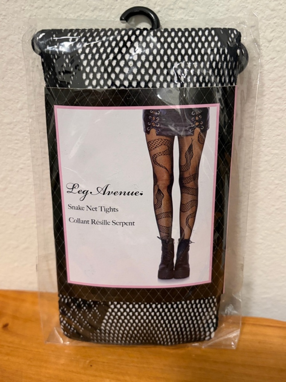 Leg Avenue Black Snake Net Tights with Bold Serpent Design